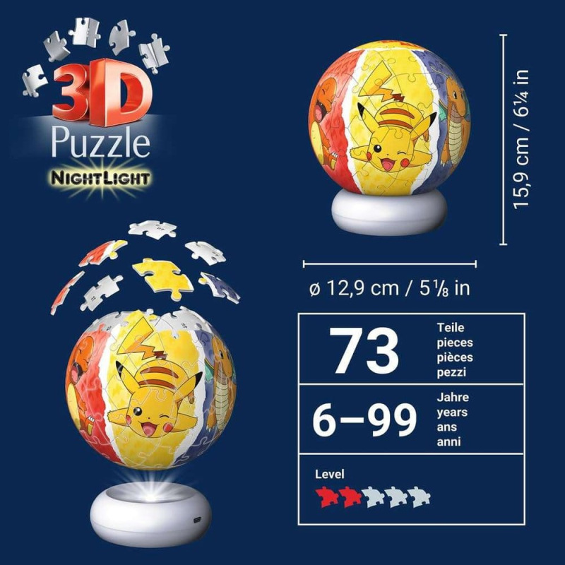 Pokémon 3D Jigsaw Puzzle Ball Nightlight (73 Pieces) 4