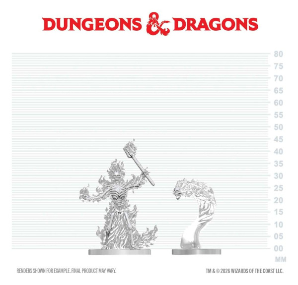 Dungeons & Dragons Nolzur's Marvelous Miniatures Unpainted Miniature Flaming Skeleton & Flameskull 1 1