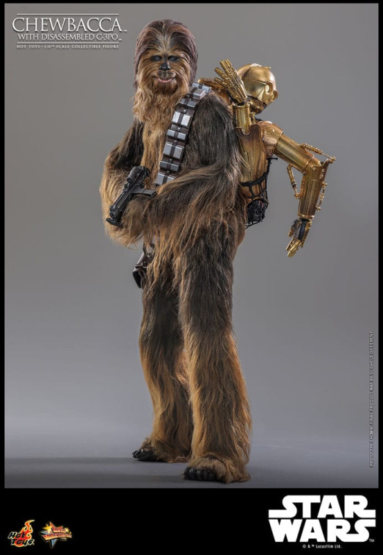 Star Wars Episode V Movie Masterpiece Action Figure 1/6 Chewbacca with Disassembled C-3PO 36 cm 11