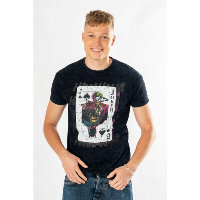 DC Comics T-Shirt The Joker Acid Wash Playing Card Size XXL 1