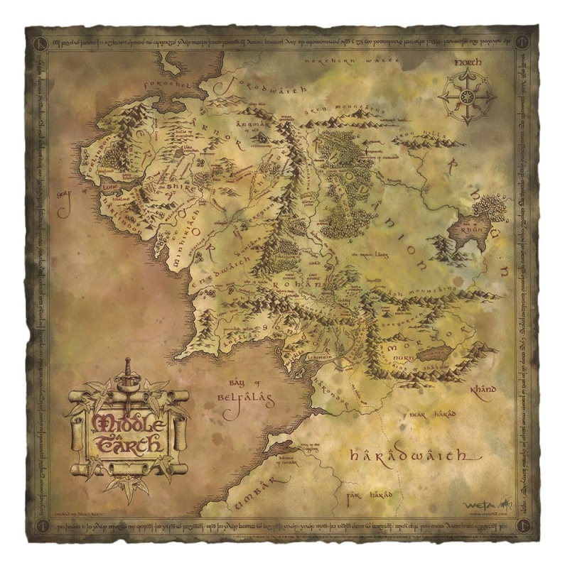 Lord of the Rings Art Print Parchment Map of Middle-earth 59 x 30 cm