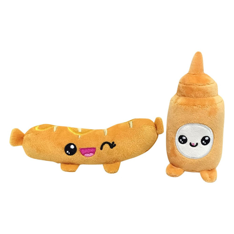 Yummis Together Plush Figures 2 Pack Sausage & Mustard in Take Away Bag 21 cm 1