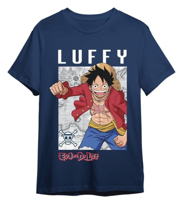 One Piece T-Shirt Monkey D. Luffy Mapa Denim Size M 1