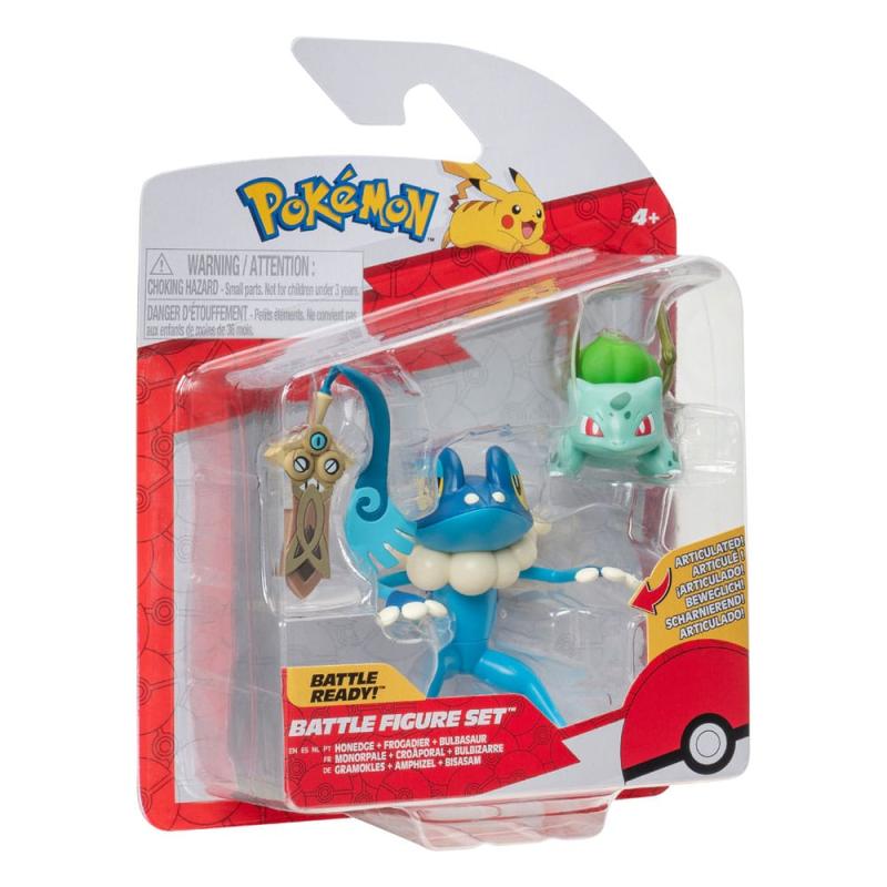 Pokémon Battle Figure Set 3-Pack Honedge, Bulbasaur #4, Frogadier 5 cm