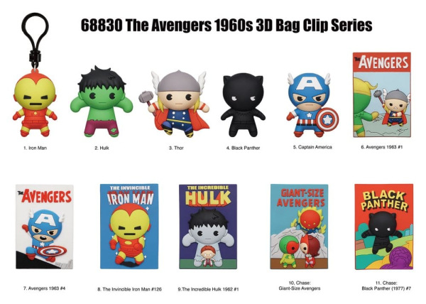 Marvel 3D PVC Bag Clips Series 1 Avengers 60th Comic Covers Blind Bag Display (24) 2