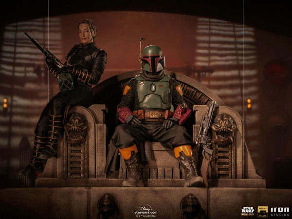 Star Wars The Mandalorian Deluxe Art Scale Statue 1/10 Boba Fett & Fennec on Throne 23 cm 11