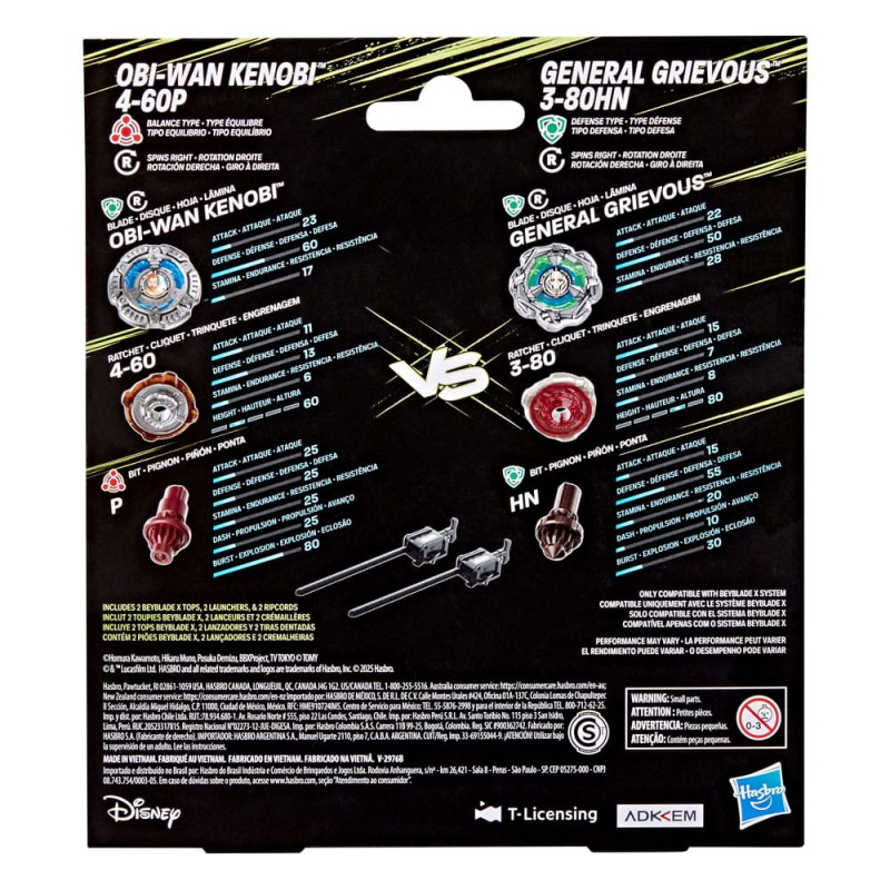 Beyblade X and Star Wars Collab Obi-Wan Kenobi 4-60P vs. General Grievous 3-80HN 1