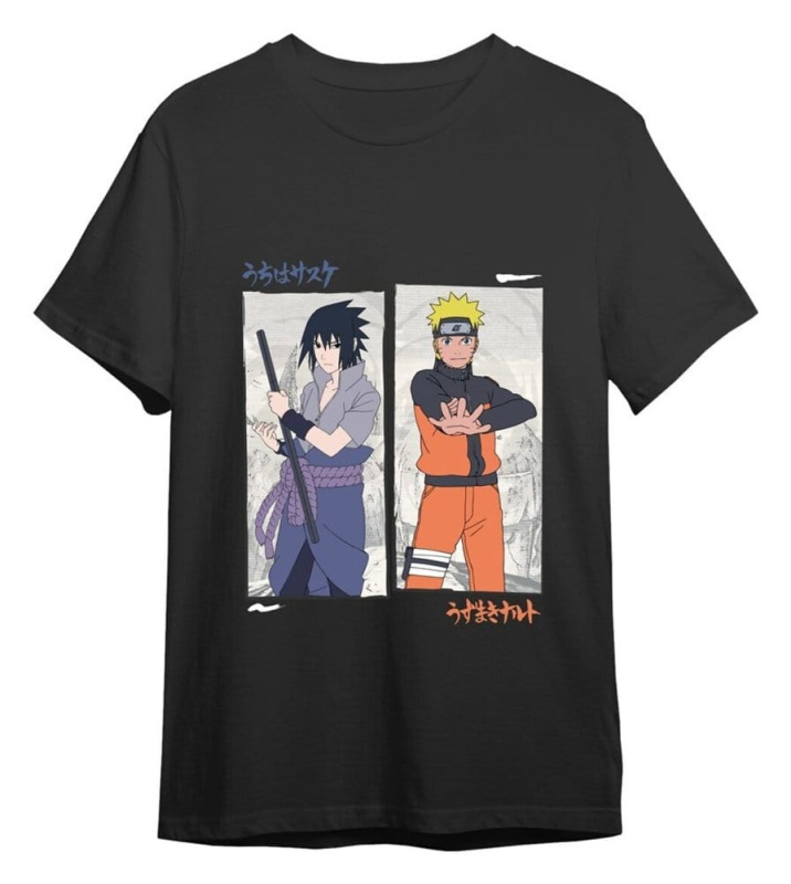 Naruto Shippuden T-Shirt Naruto vs Sasuke Black Size XL 1