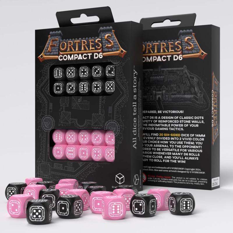 Fortress Compact D6 Dice Set Black&Pink (20)