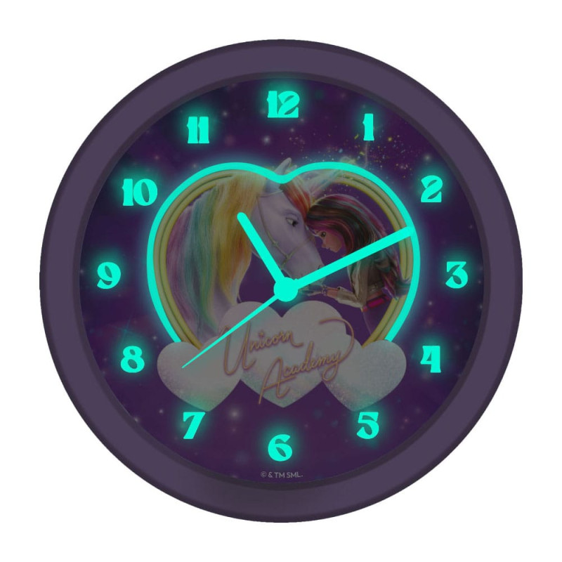 Unicorn Academy Wall Clock Glow in the Dark 1