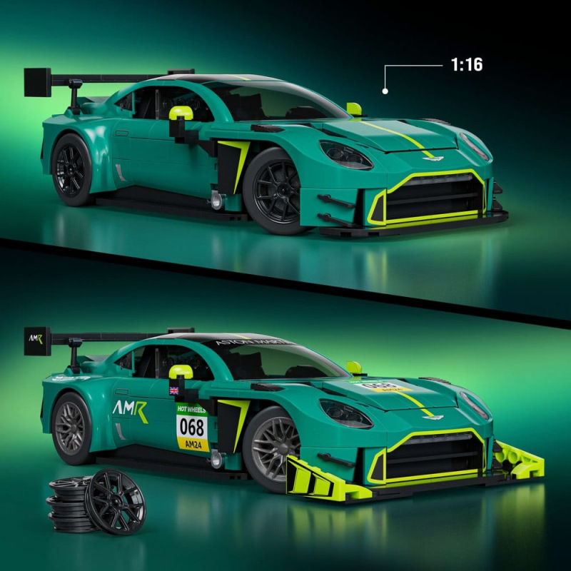 Hot Wheels Elite Mattel Brick Shop Building Set 1/16 '24 Aston Martin Vantage GT3 3