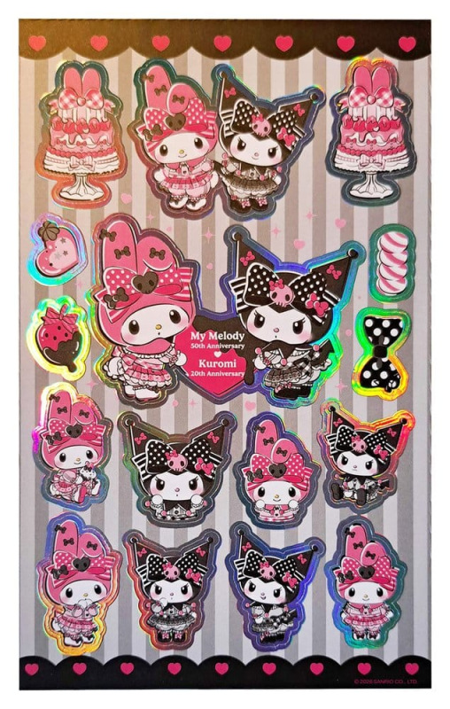 Sanrio Pink Black Party Series Sticker Pack Kuromi & My Melody 1