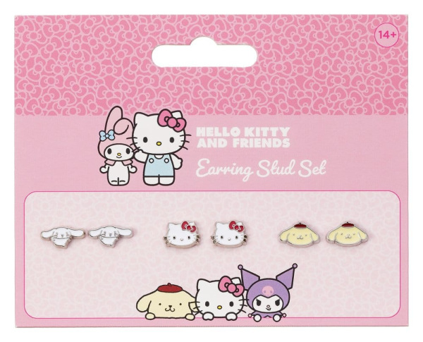 Sanrio Stud Earring Set Hello Kitty, Cinnamon Roll and Pompompurin