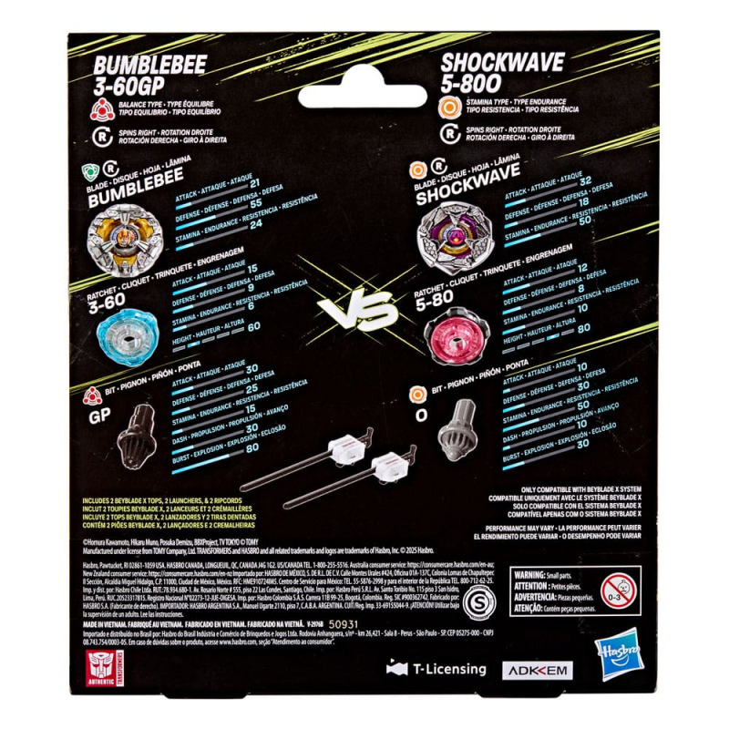 Beyblade X and Transformers Collab Bumblebee 3-60GP vs. Shockwave 5-80O 7