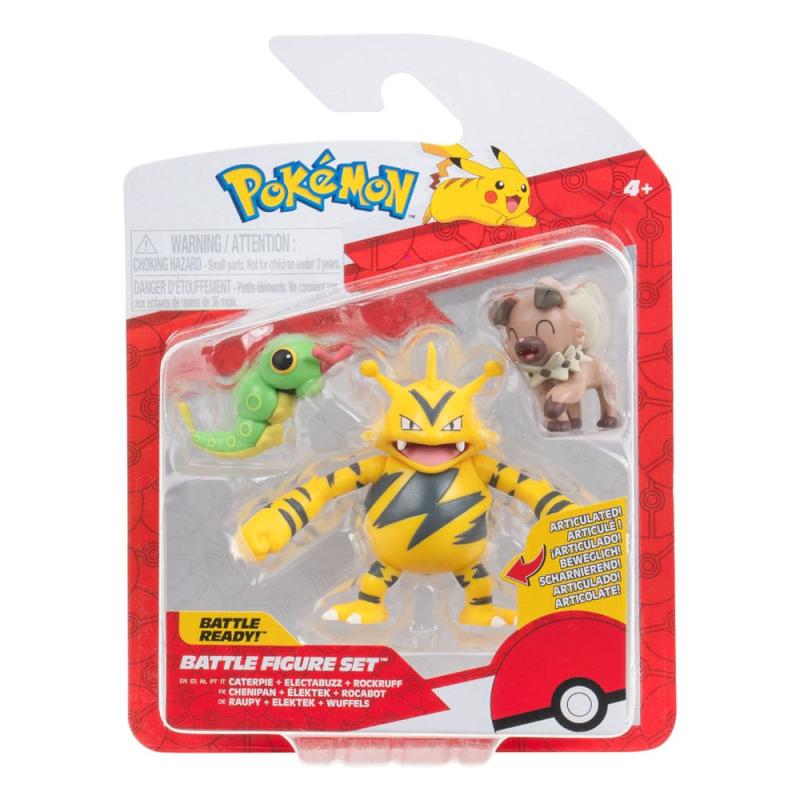 Pokémon Battle Figure Set Figure 2-Pack Caterpie, Rockruff, Electabuzz