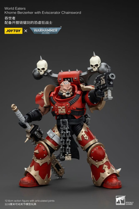 Warhammer 40k Action Figure 1/18 World Eaters Khorne Berzerker with Eviscerator Chainsword 13 cm 3