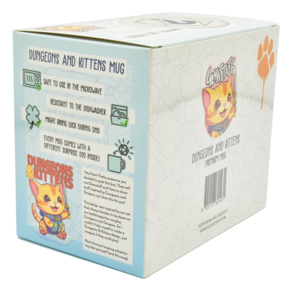 Glassstaff Gift Set Mug & Dice D20 Dungeons & Kittens 1