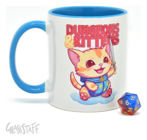 Glassstaff Gift Set Mug & Dice D20 Dungeons & Kittens 3