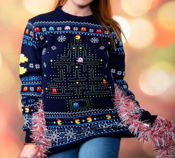 Pac-Man Christmas Sweater Size S 1