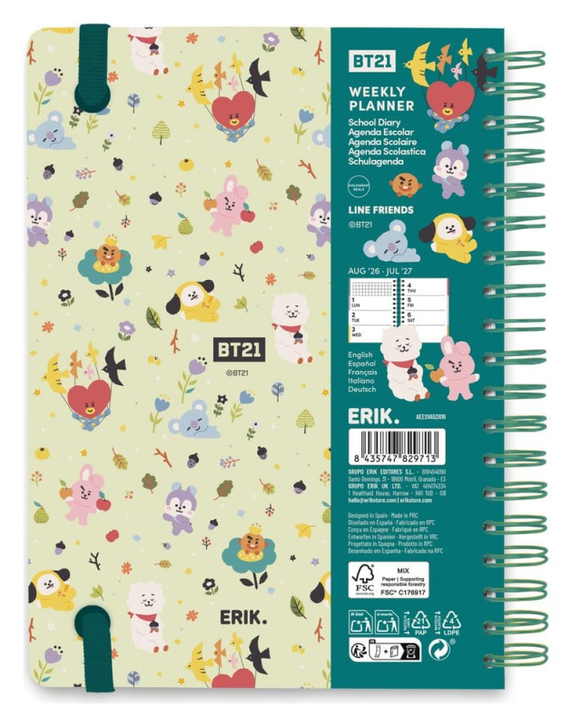 BT21 School Diary weekly planner 2026/2027 A5 1