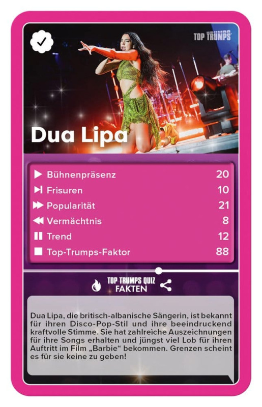 Popstars Card Game Top Trumps *German Version* 2