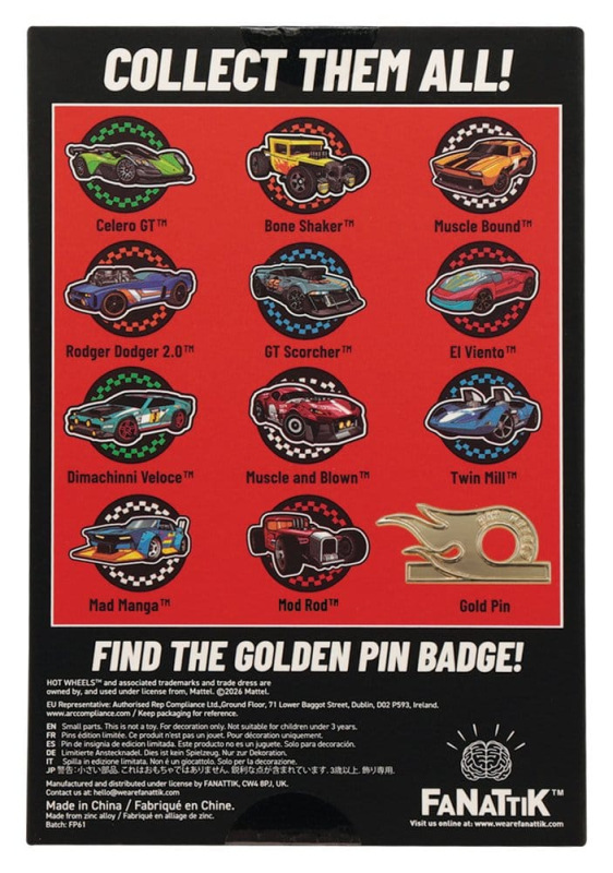 Hot Wheels Mystery Pin Badges Blind Box Display (12) 14