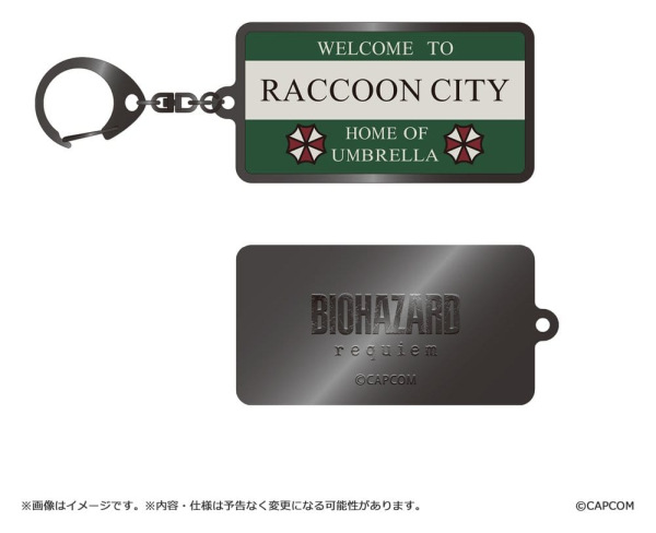 Resident Evil Requiem Metal-Keychain Raccoon City Welcome Sign