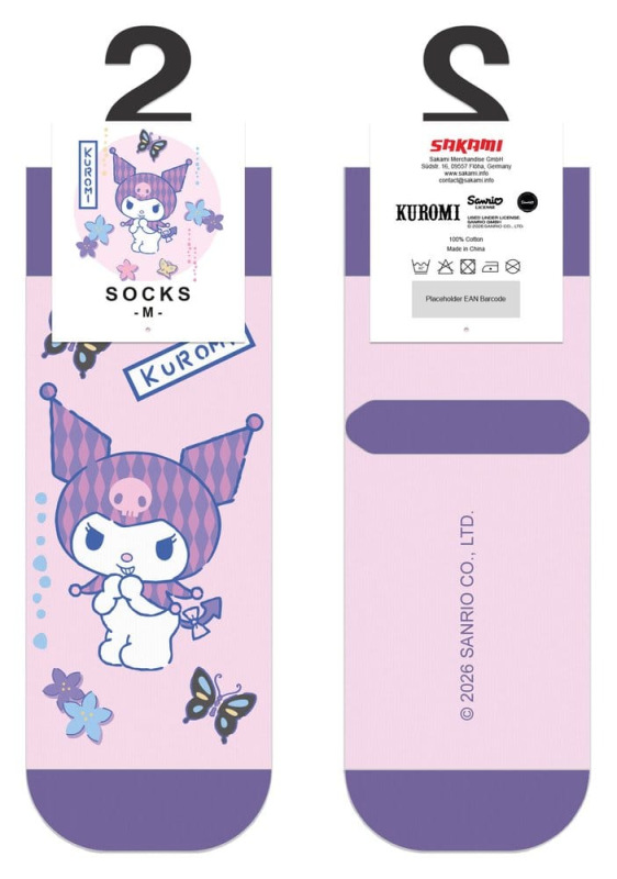 Sanrio Socks Kuromi Japanese Short 36-40 1