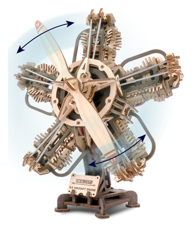 Ugears 3D Wooden Model Kit R-5 Aircraft Engine 25 cm 9