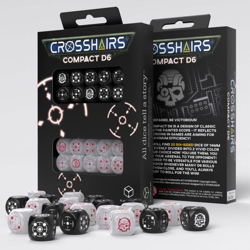Crosshairs Compact D6 Dice Set Black&Pearl (20)