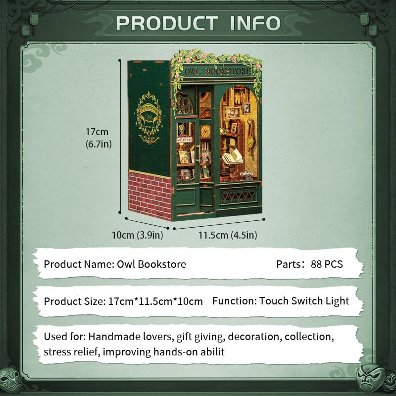 Book Nook Owl Bookstore 17 x 12 cm 7