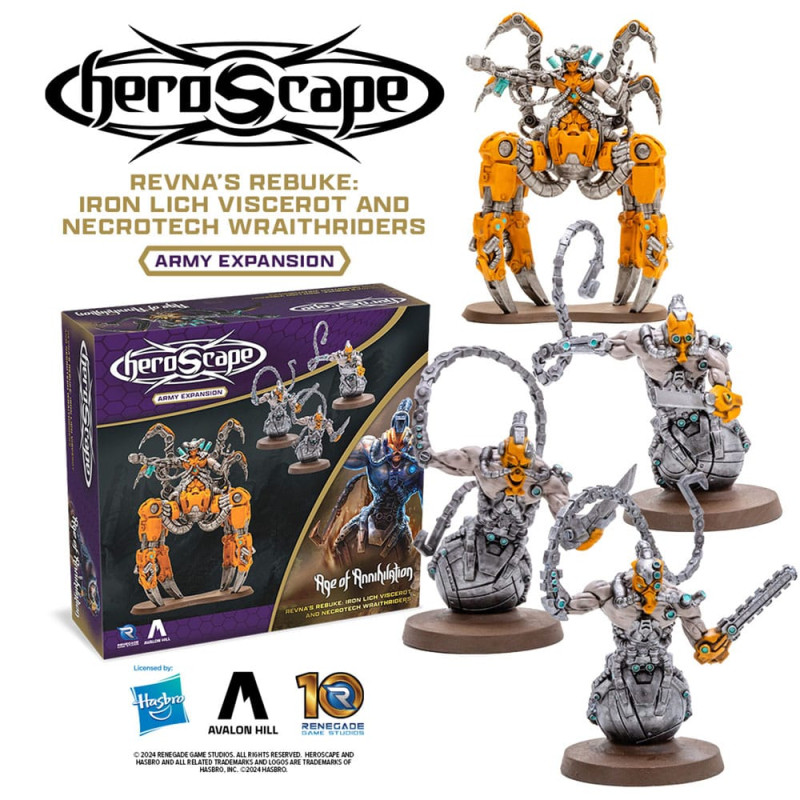 Heroscape Expansion Revna's Rebuke: Iron Lich Viscerot and Necrotech Wraithriders Army *English Vers 1