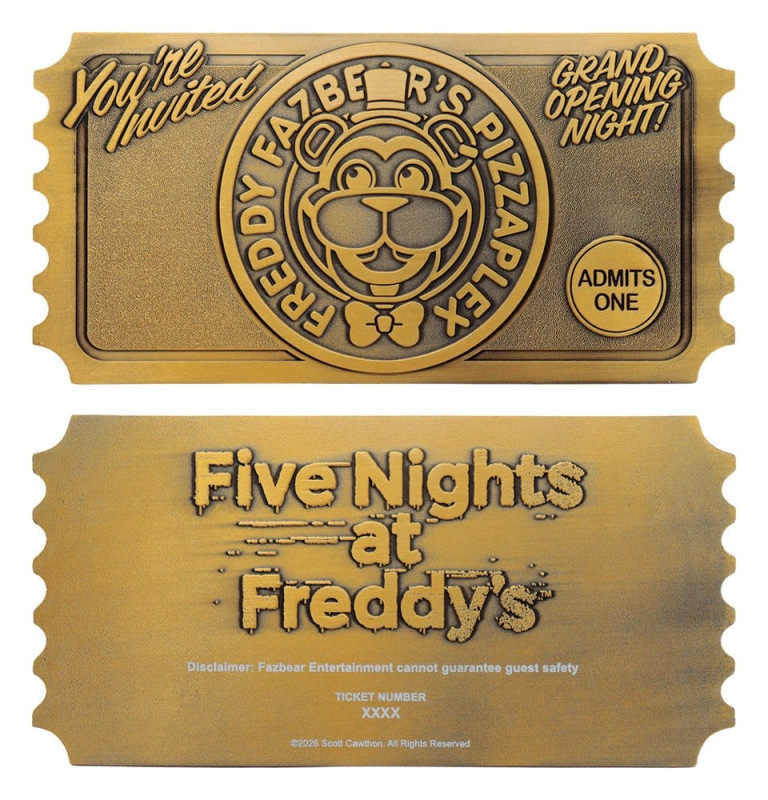 Five Nights at Freddy’s Replica Pizzaplex Opening Night Ticket Limited Edition 16 x 8 cm 2