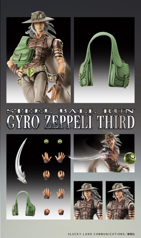 JoJo's Bizarre Adventure Part7 Steel Ball Run Super Action Action Figure Chozokado Gyro Zeppeli Thir 9
