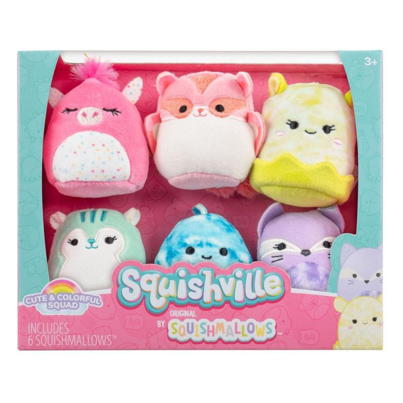 Squishville Mini Squishmallows Plush Figure 6-Pack Cute & Colorful Squad 5 cm