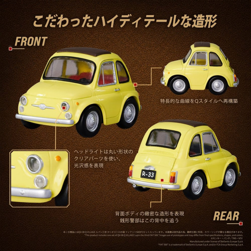 Lupin the Third: The Castle of Cagliostro Q Village PVC Figure QV-08 Fiat 500 8 cm 3