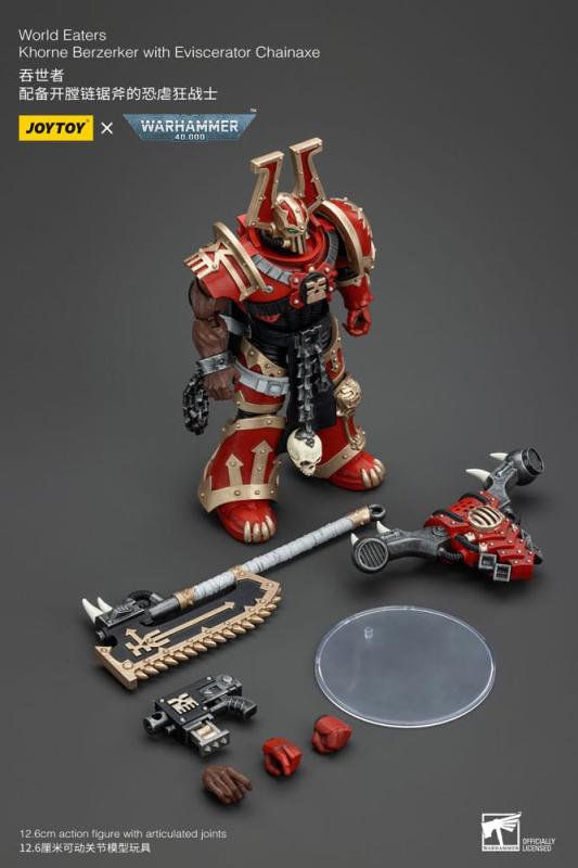 Warhammer 40k Action Figure 1/18 World Eaters Khorne Berzerker with Eviscerator Chainaxe 13 cm