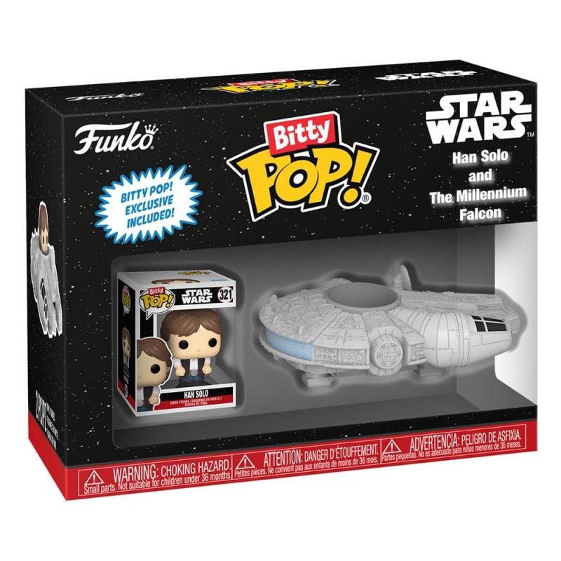 Star Wars Bitty POP! Rides Vinyl Figure Display Han Solo w/Millenium Falcon 2,5 cm