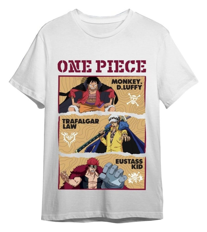 One Piece T-Shirt Monkey D. Ruffy & Trafalgar D. Water Law & Eustass White Size M 1