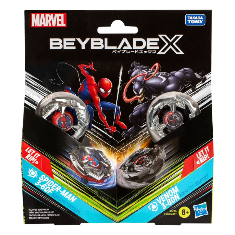 Beyblade X Marvel Collab Spider-Man 3-60F vs. Venom 3-80N 4