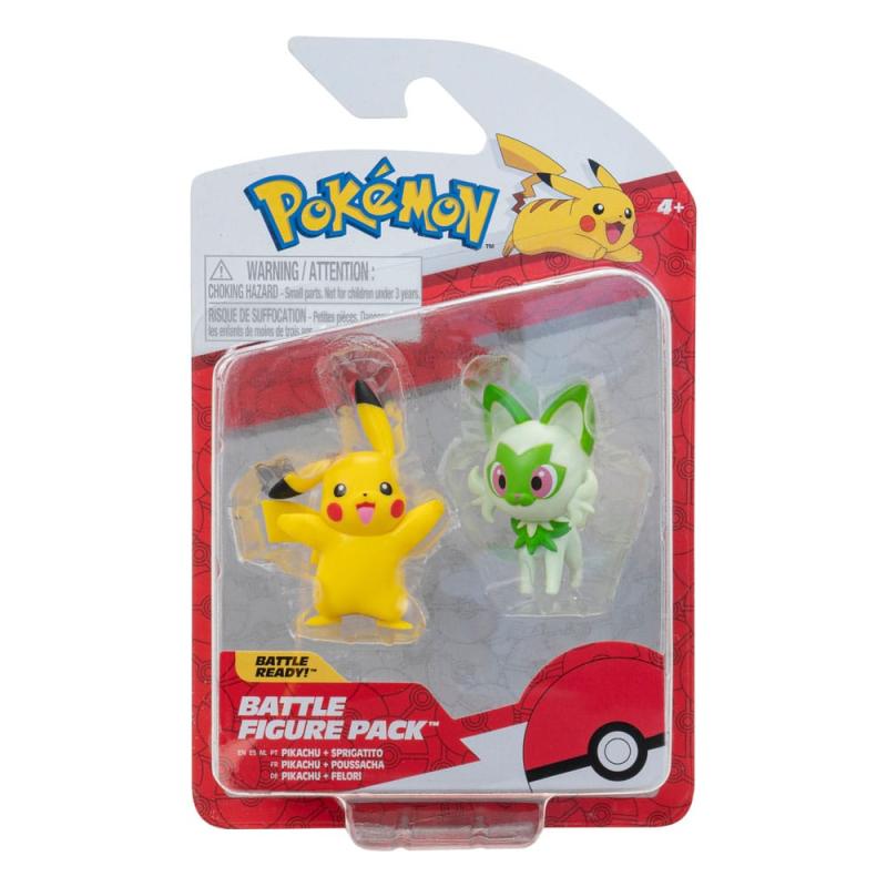 Pokémon Gen IX Battle Figure Pack Mini Figure 2-Pack Pikachu & Sprigatito 5 cm