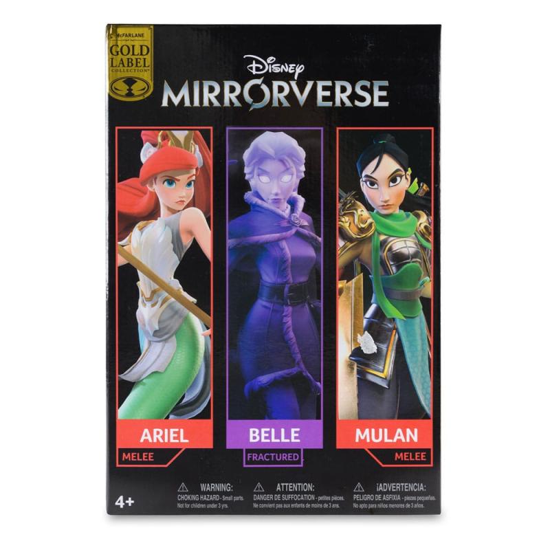 Disney Mirrorverse Action Figures Princess Pack Mulan, Belle (Fractured) & Arielle (Gold Label)