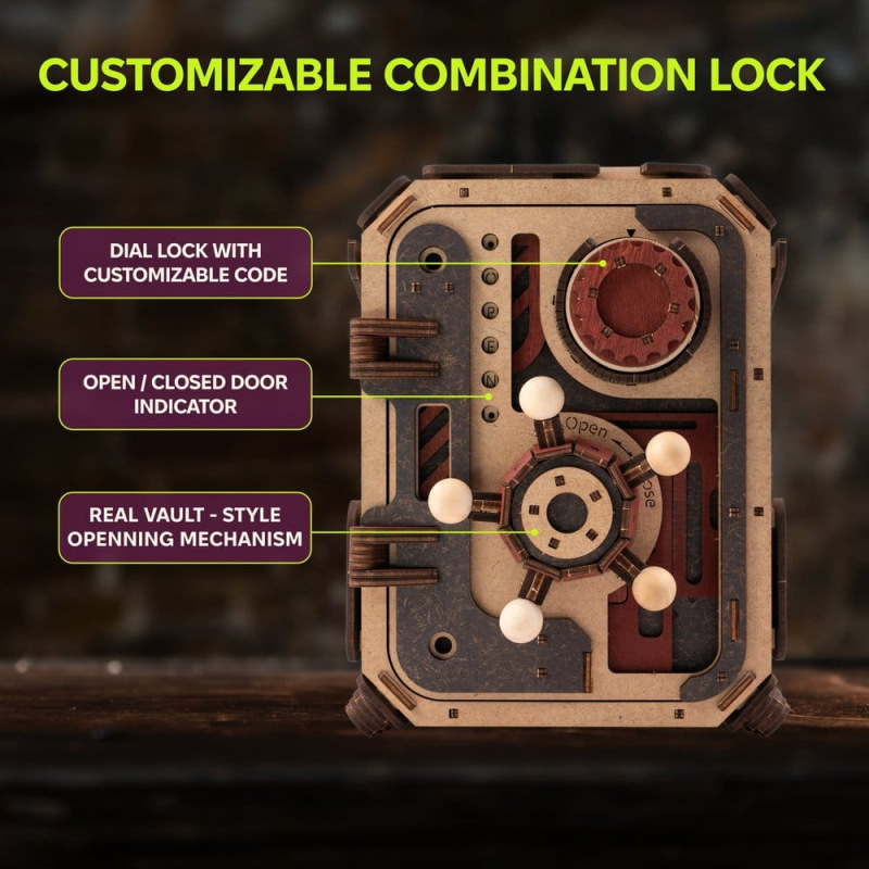 Ugears 3D Wooden Model Kit Safe Too 17 cm 1