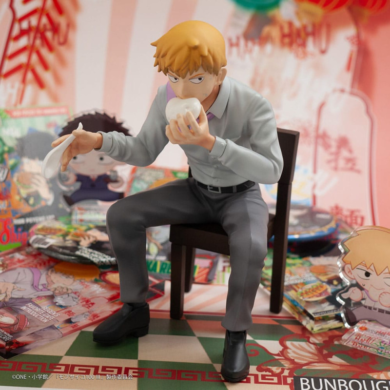 Mob Psycho 100 III x Bunbougu Cafe 2022 PVC Statue Arataka Reigen 14 cm 9