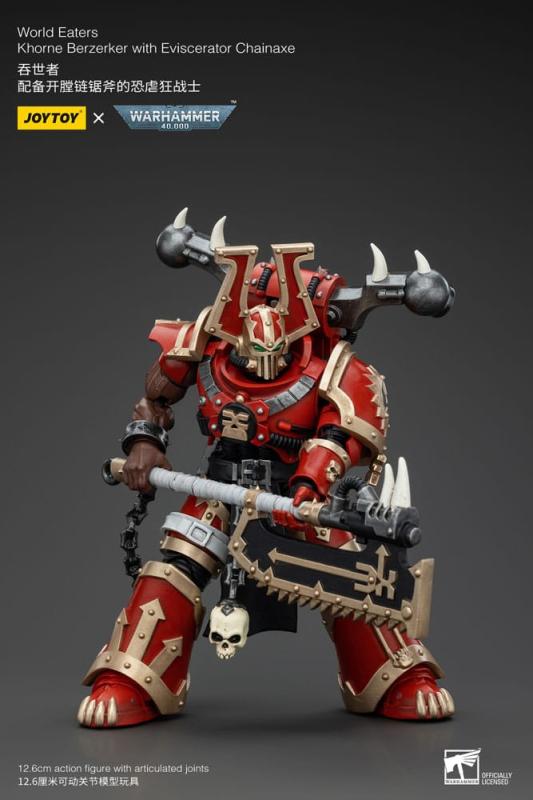 Warhammer 40k Action Figure 1/18 World Eaters Khorne Berzerker with Eviscerator Chainaxe 13 cm