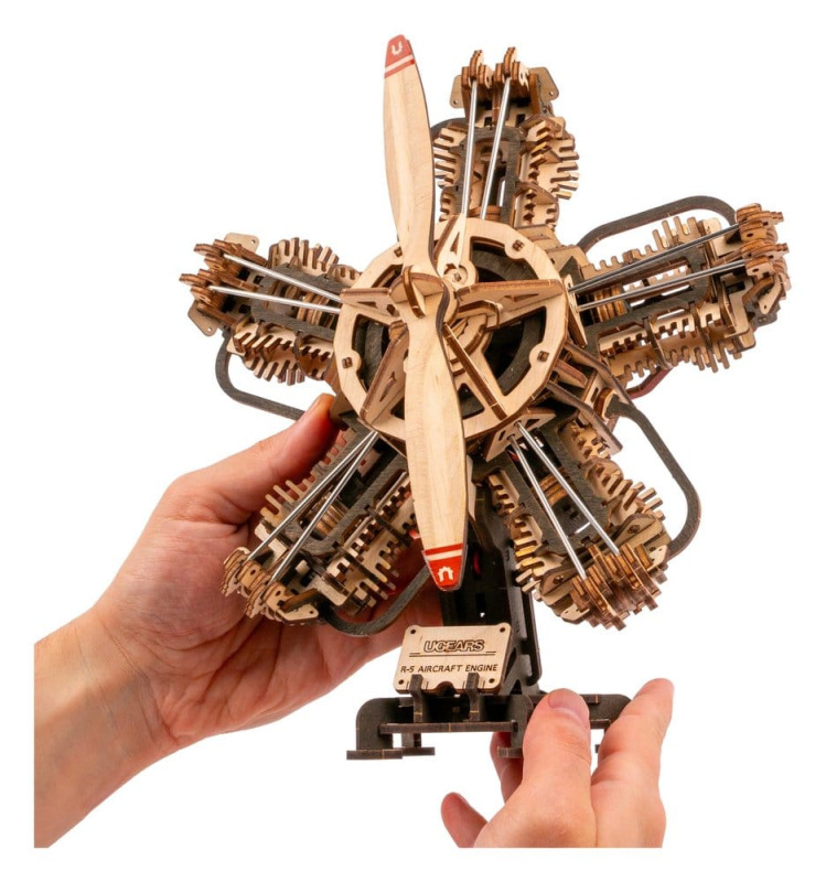 Ugears 3D Wooden Model Kit R-5 Aircraft Engine 25 cm 13