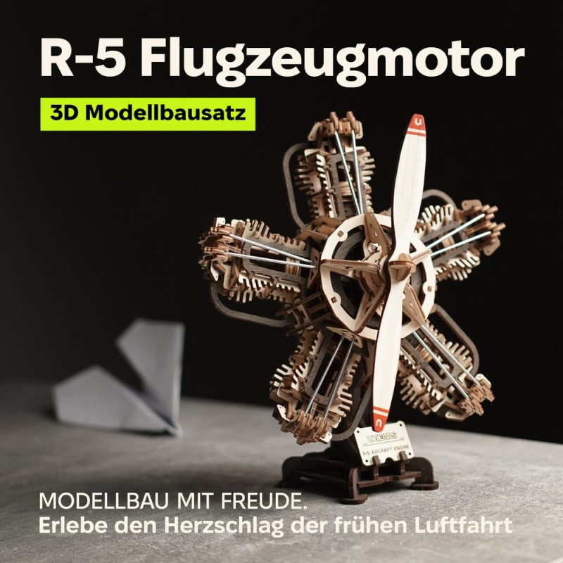 Ugears 3D Wooden Model Kit R-5 Aircraft Engine 25 cm 1