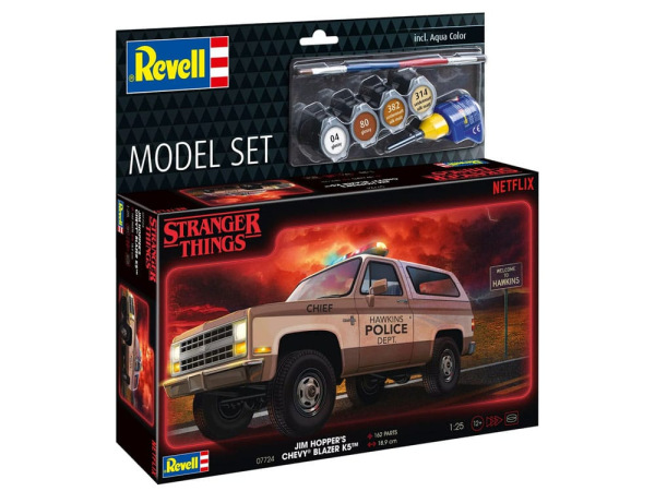 Stranger Things Model Kit Set 1/25 1985 Chevrolet K5 Blazer (Aqua Color) 19 cm 3