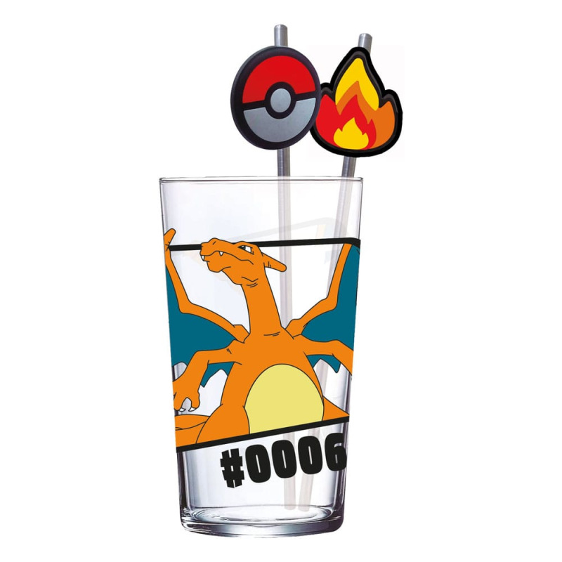 Pokémon Glass Tumbler with Straws Charizard 480 ml 1