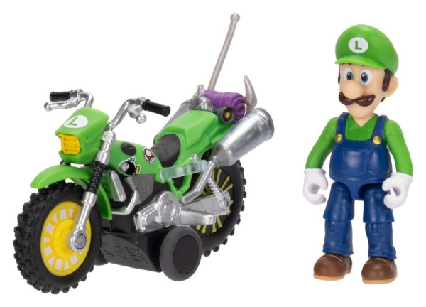 The Super Mario Galaxy Movie Action Figure with Pull Back Motorcycle Luigi 6 cm 6